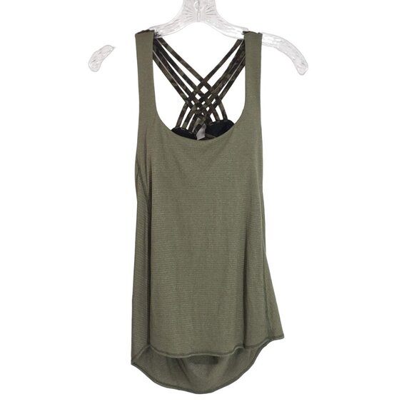 LULULEMON Wild Tank 4 Heathered Fatigue Green / Mystic Jungle Fatigue Green Blk - Picture 3 of 8